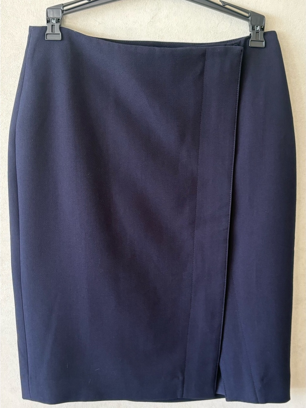 Talbots Navy Wrap-Front Pencil Skirt zip front business staple NWT